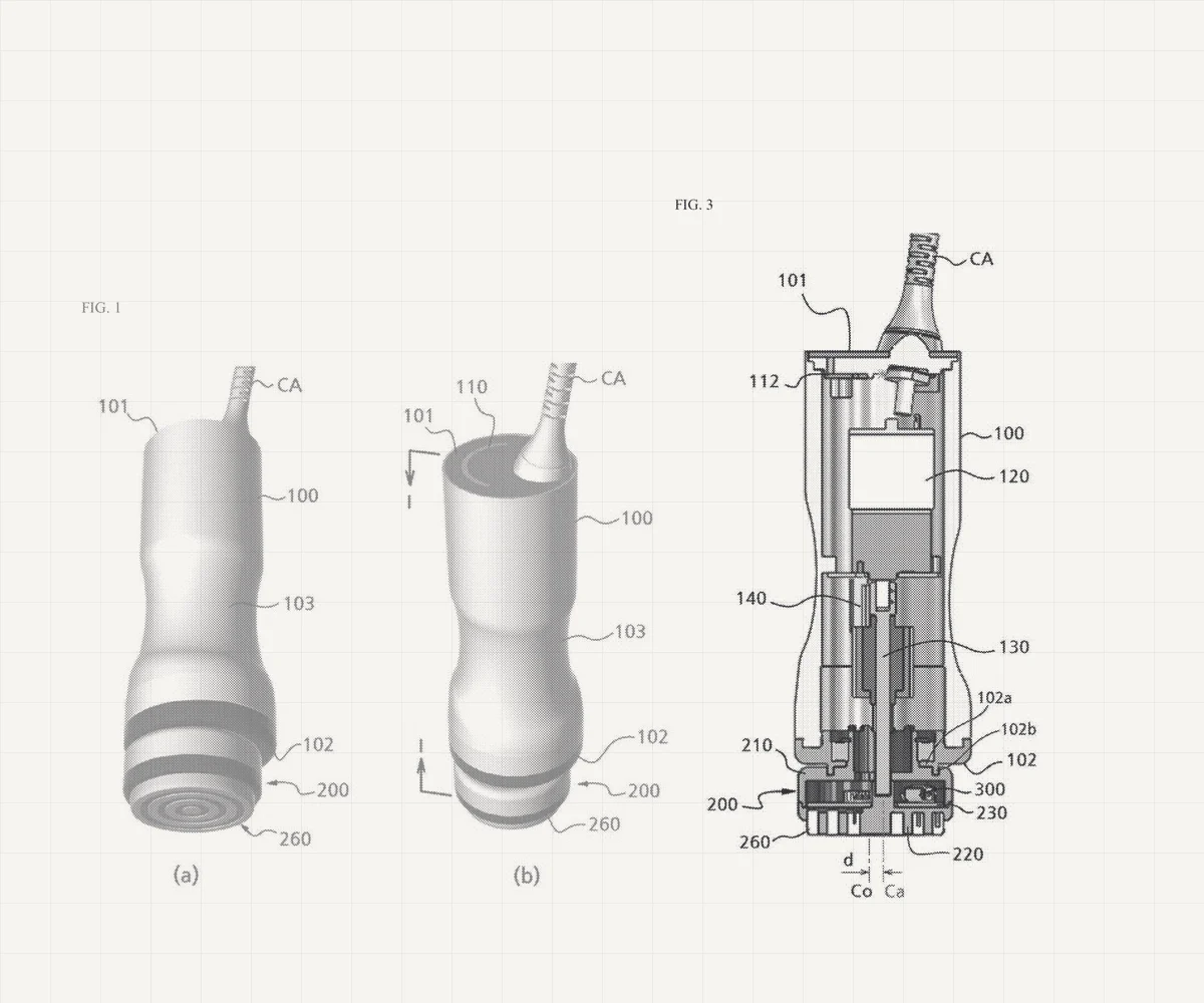 TORR RF 핸드피스 특허 도면 (US 2022/0134094 A1, Fig.1·Fig.3)